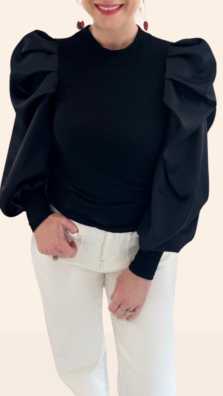 Top manches ballon Noir Tee-Shirt et Tops Miss Guapa