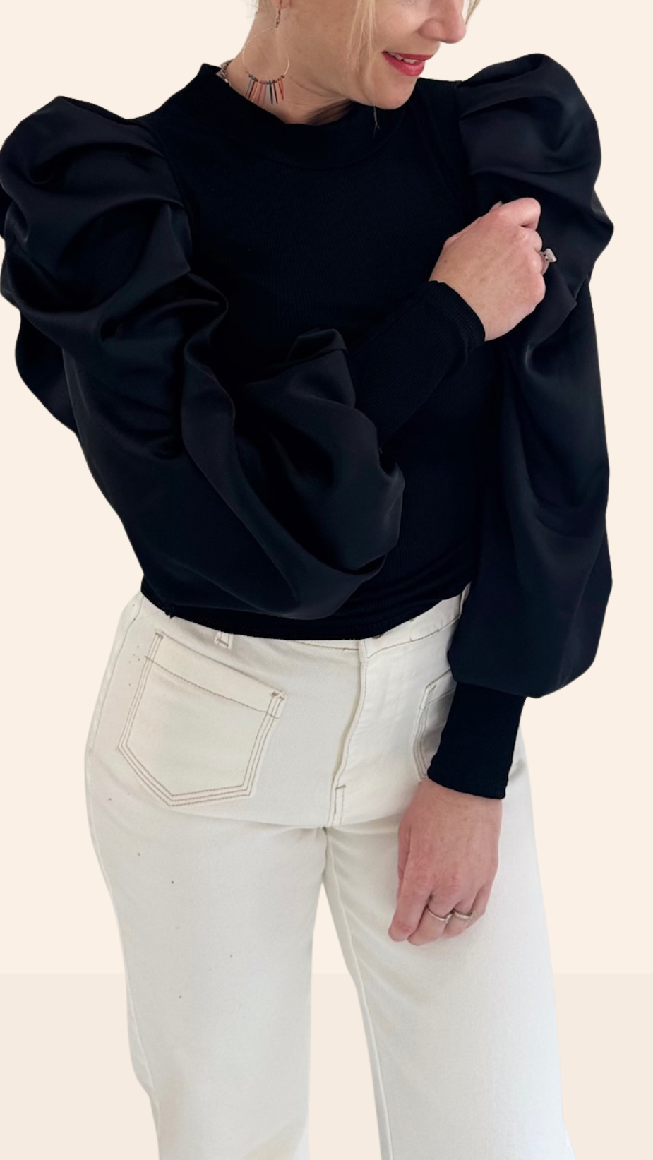 Top manches ballon Noir Tee-Shirt et Tops Miss Guapa