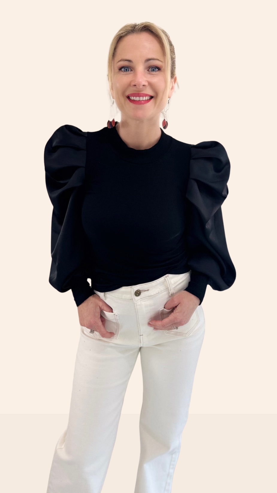 Top manches ballon Noir Tee-Shirt et Tops Miss Guapa