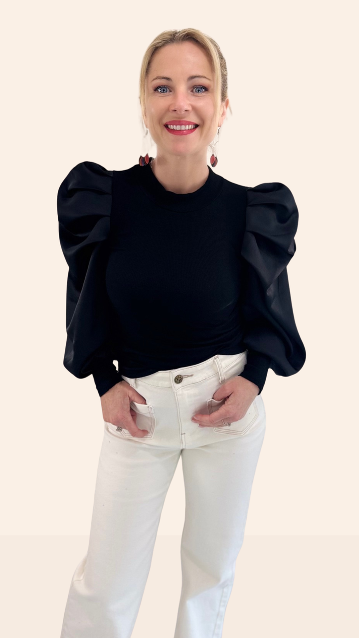 Top manches ballon Noir Tee-Shirt et Tops Miss Guapa