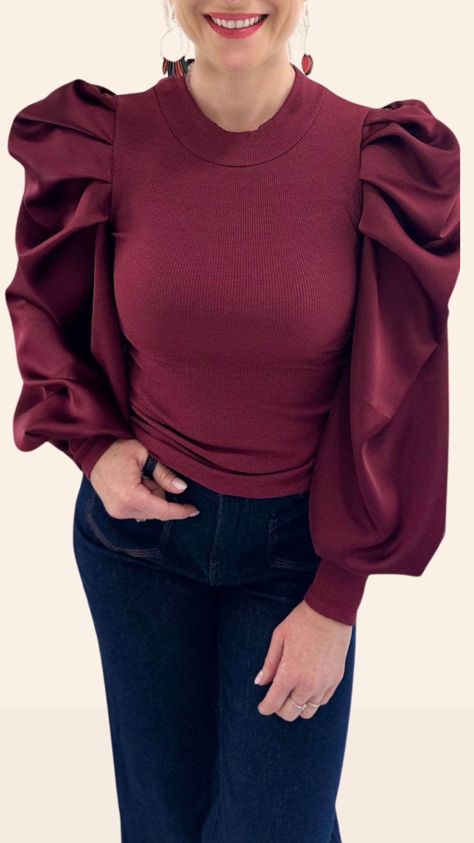 Top manches longues CRISTINA - Bordeaux Tee-Shirt et Tops Miss Guapa