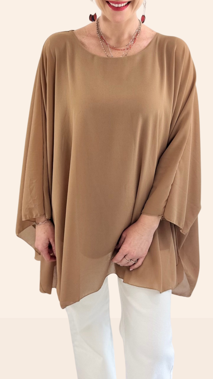 Tunique Camel avec collier Chemises et Blouses Miss Guapa