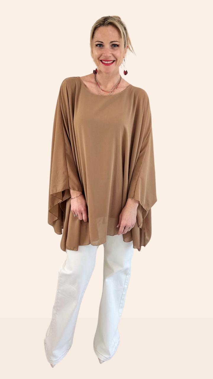 Tunique Camel avec collier Chemises et Blouses Miss Guapa