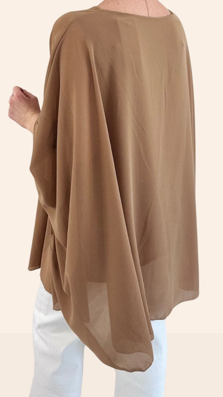 Tunique Camel avec collier Chemises et Blouses Miss Guapa