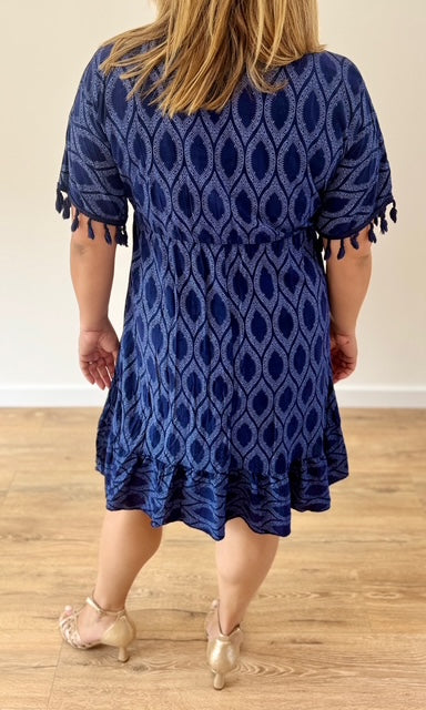 Robe courte bohème bleu marine Le coin des pulpeuses Miss Guapa