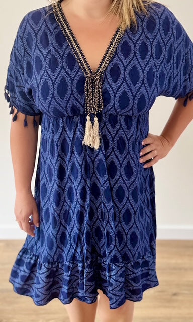Robe courte bohème bleu marine Le coin des pulpeuses Miss Guapa