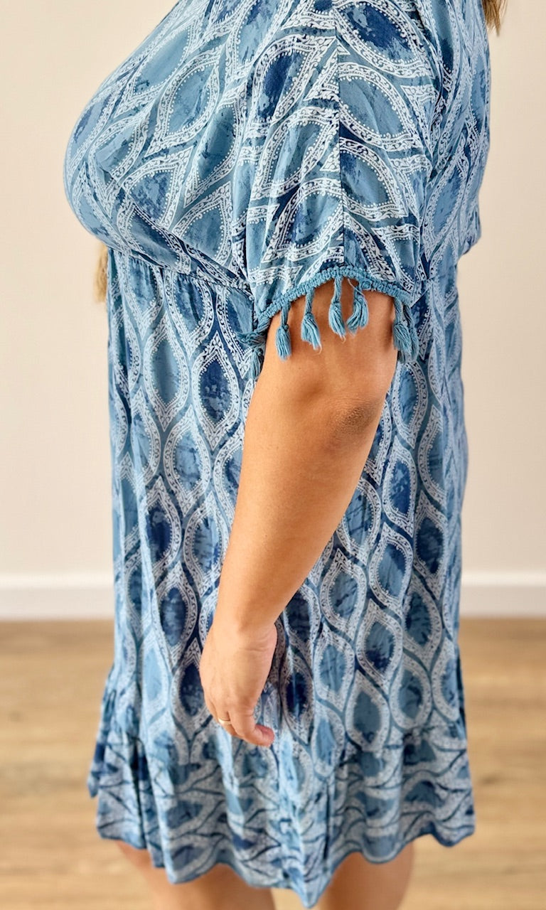 Robe courte bohème bleu jean Le coin des pulpeuses Miss Guapa