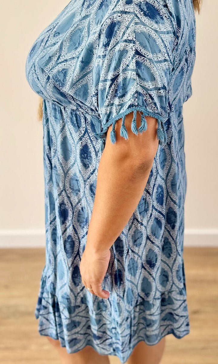 Robe courte bohème bleu jean Le coin des pulpeuses Miss Guapa