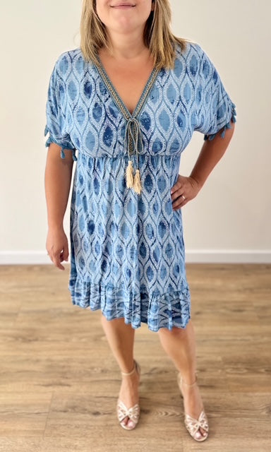 Robe courte bohème bleu jean Le coin des pulpeuses Miss Guapa