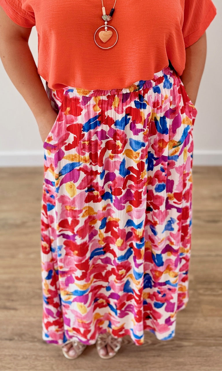 Jupe Midi Fleurie Multicolore Robes & Ensembles des pulpeuses Miss Guapa