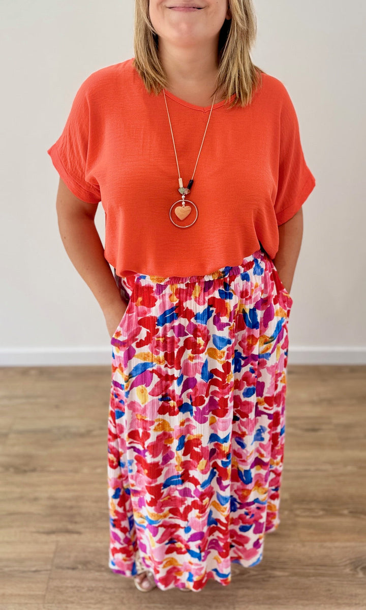 Jupe Midi Fleurie Multicolore Robes & Ensembles des pulpeuses Miss Guapa