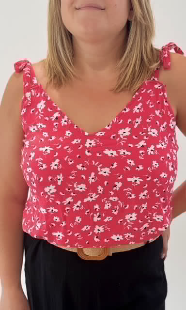 Top corail imprimé floral Robes & Ensembles des pulpeuses Miss Guapa