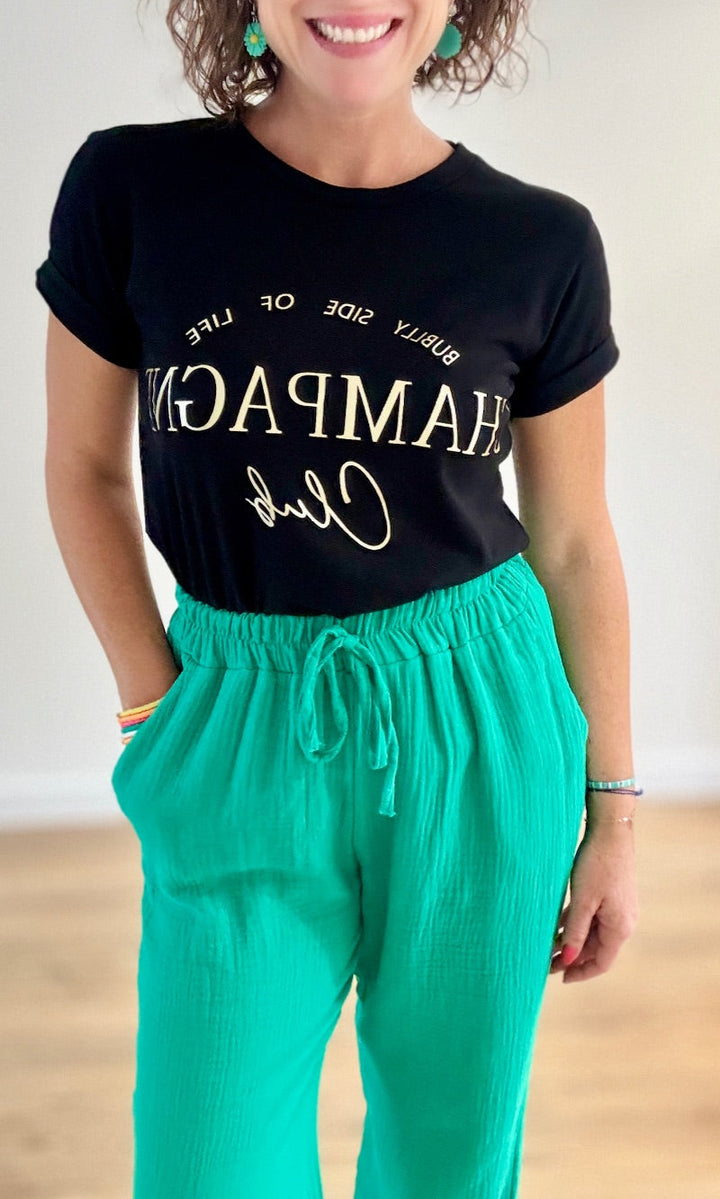 Pantalon fluide vert en gaze de coton Pantalons et Jeans Miss Guapa