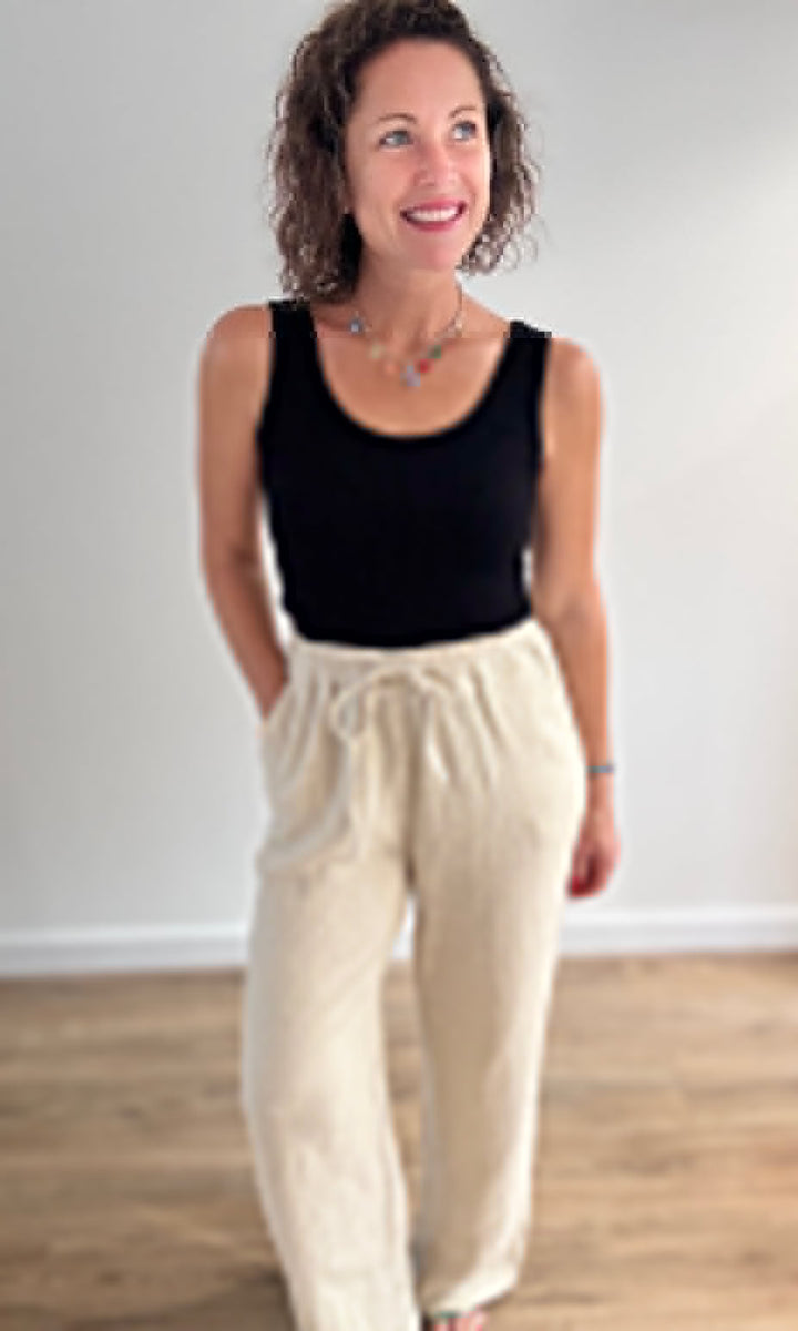 Pantalon fluide beige en gaze de coton Pantalons et Jeans Miss Guapa