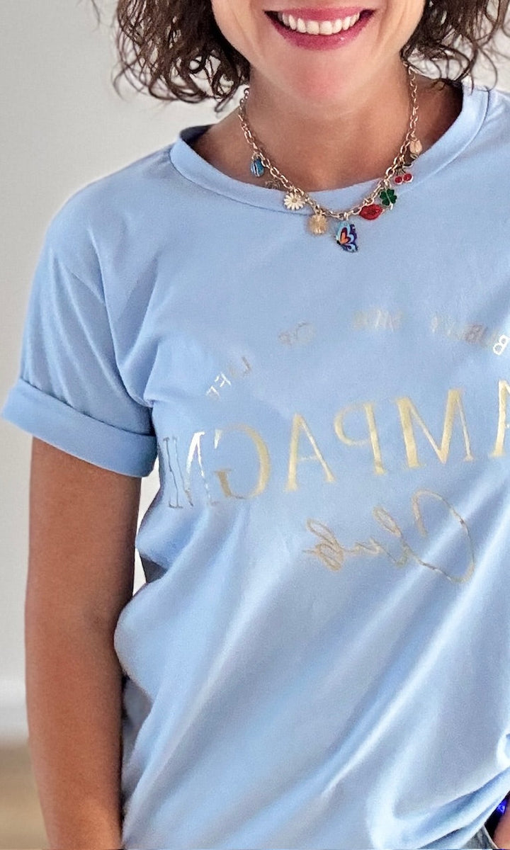 Tee-shirt bleu ciel "Champagne" Tee-Shirt et Tops Miss Guapa
