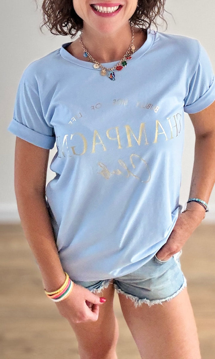 Tee-shirt bleu ciel "Champagne" Tee-Shirt et Tops Miss Guapa