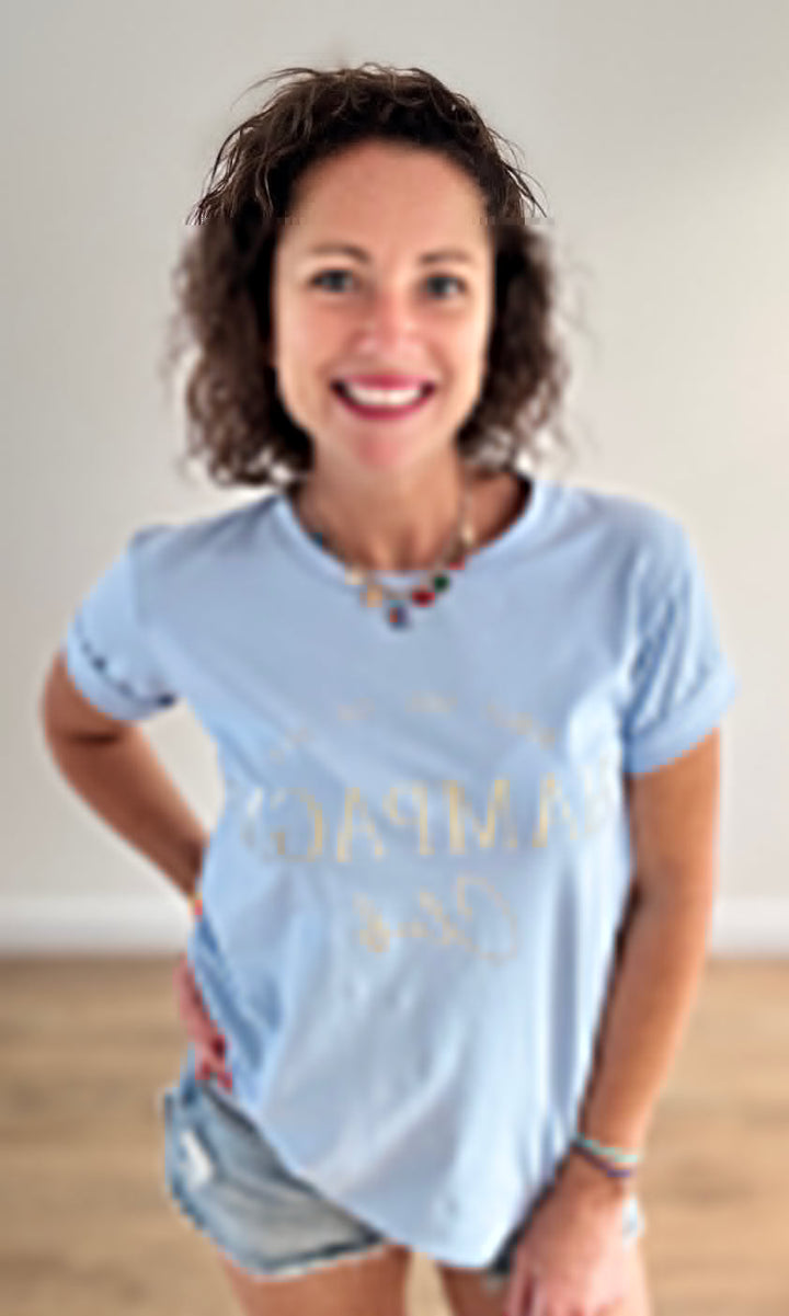 Tee-shirt bleu ciel "Champagne" Tee-Shirt et Tops Miss Guapa