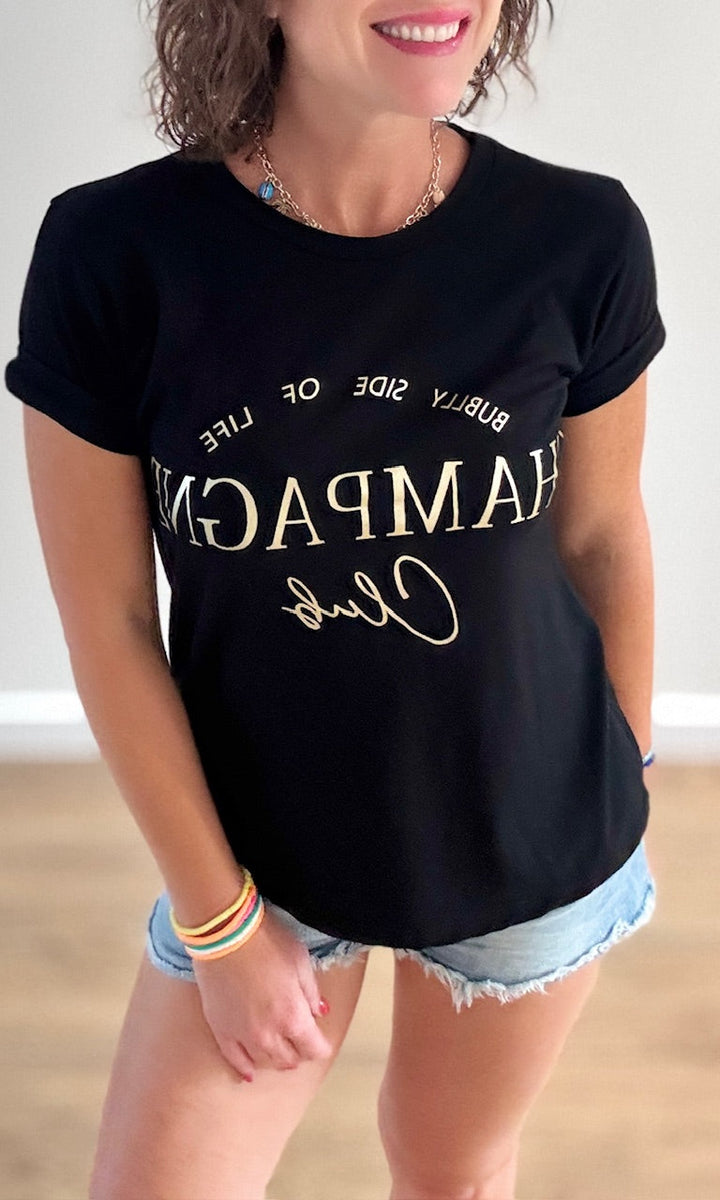Tee-shirt Noir "Champagne" Tee-Shirt et Tops Miss Guapa