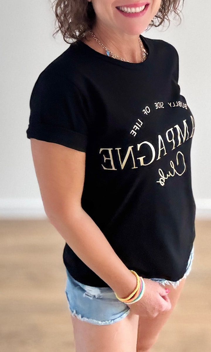 Tee-shirt Noir "Champagne" Tee-Shirt et Tops Miss Guapa