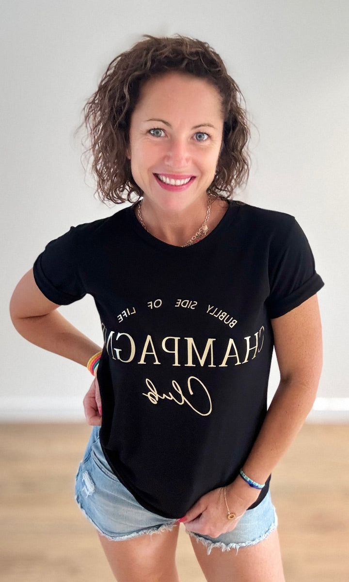Tee-shirt Noir "Champagne" Tee-Shirt et Tops Miss Guapa
