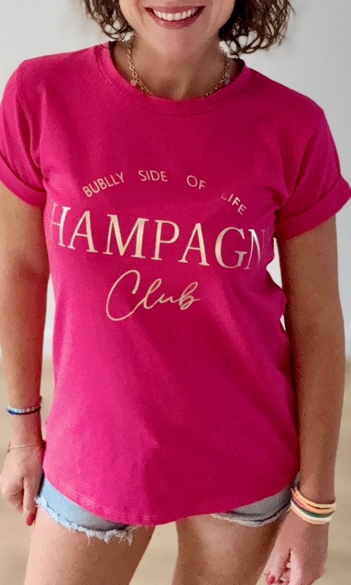 Tee-shirt Rose fuchsia "Champagne" Tee-Shirt et Tops Miss Guapa