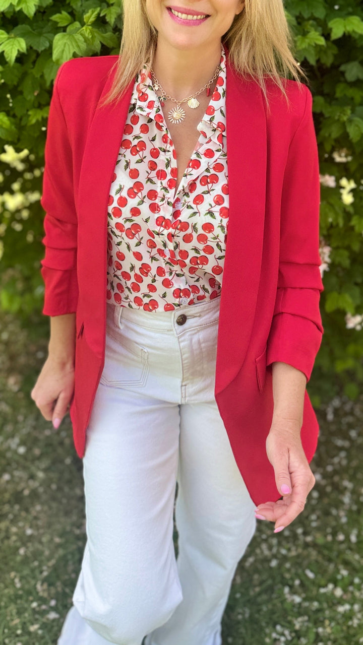 Blazer manches 3/4 Rouge Vestes et Blazers Miss Guapa