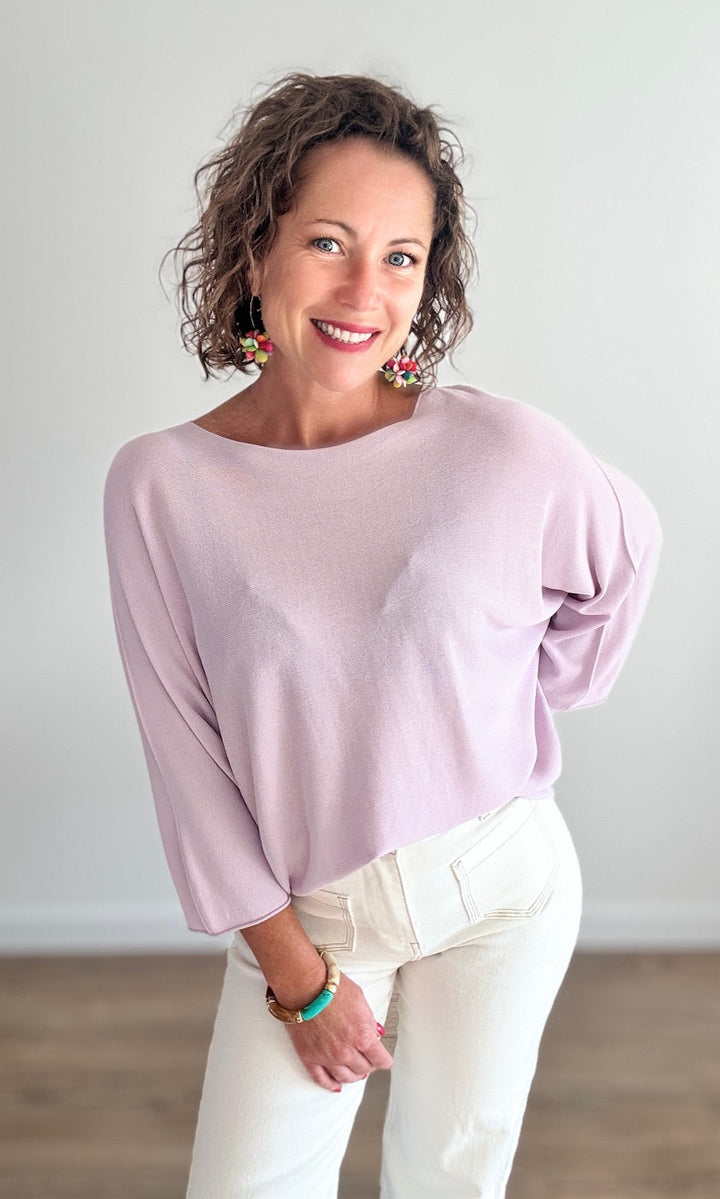 Pull fin lila manches 3/4 Pulls et Gilets Miss Guapa