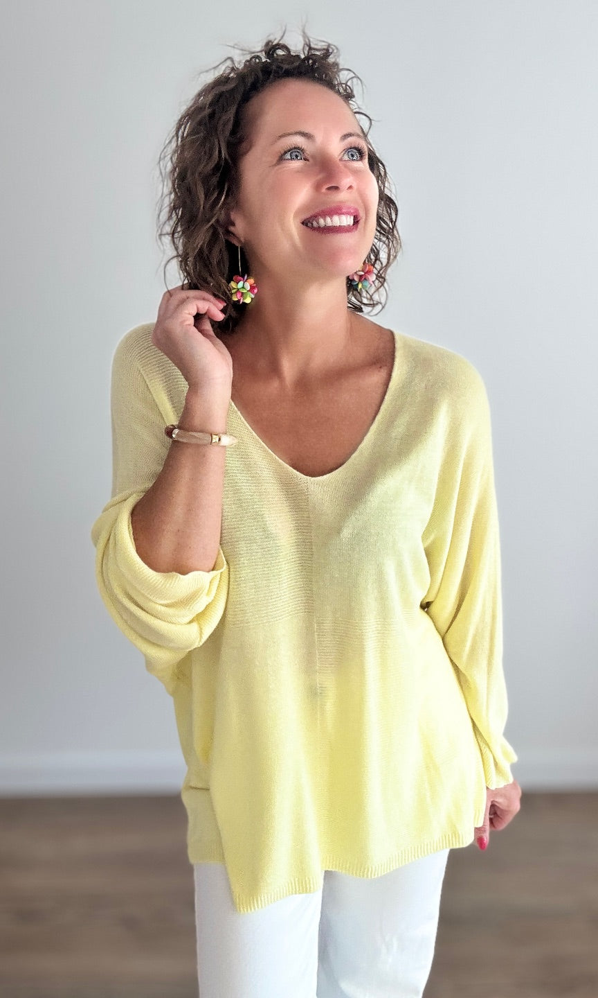 Pull fin jaune pastel Pulls et Gilets Miss Guapa