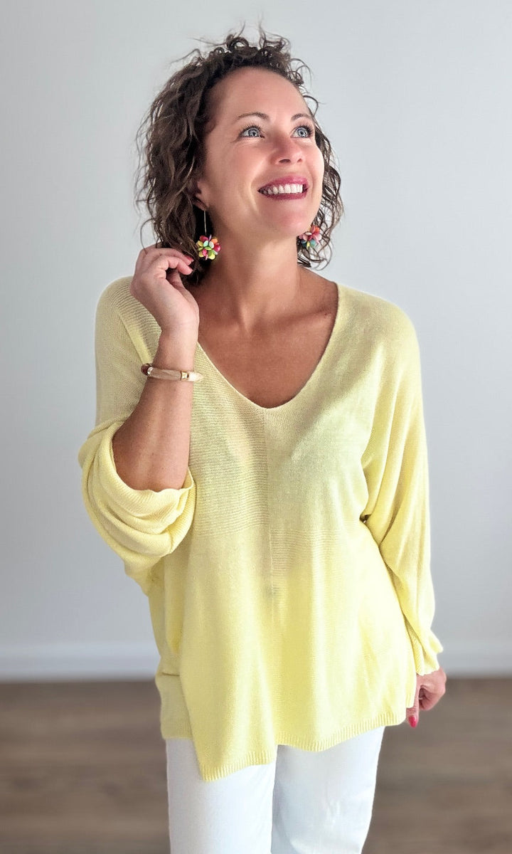 Pull fin jaune pastel Pulls et Gilets Miss Guapa