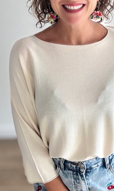 Pull fin beige manches 3/4 Pulls et Gilets Miss Guapa