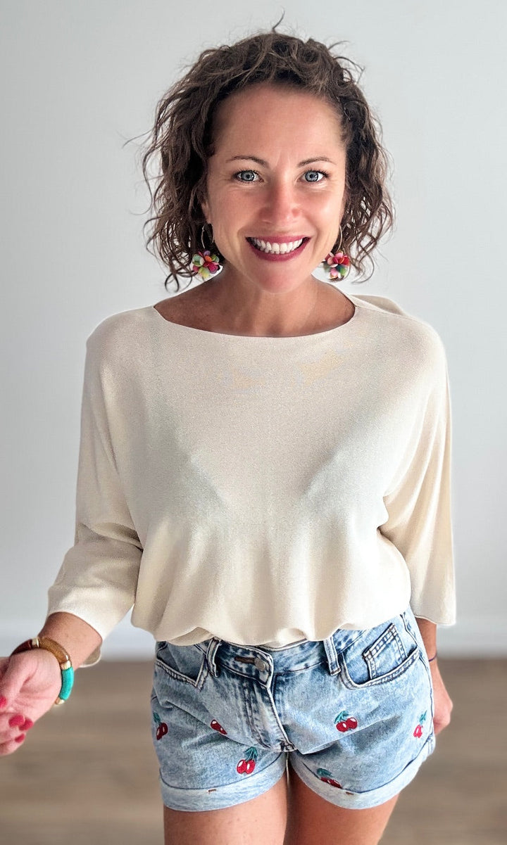 Pull fin beige manches 3/4 Pulls et Gilets Miss Guapa
