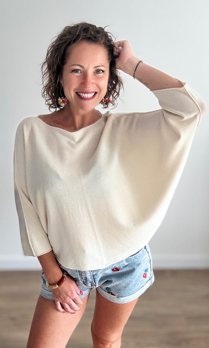 Pull fin beige manches 3/4 Pulls et Gilets Miss Guapa