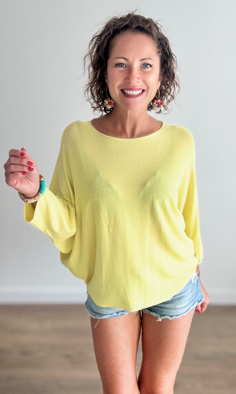 Pull fin jaune manches 3/4 Pulls et Gilets Miss Guapa