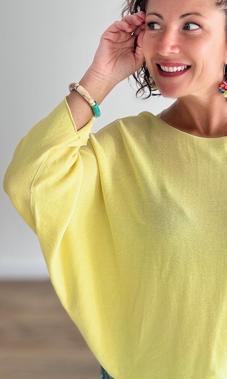 Pull fin jaune manches 3/4 Pulls et Gilets Miss Guapa