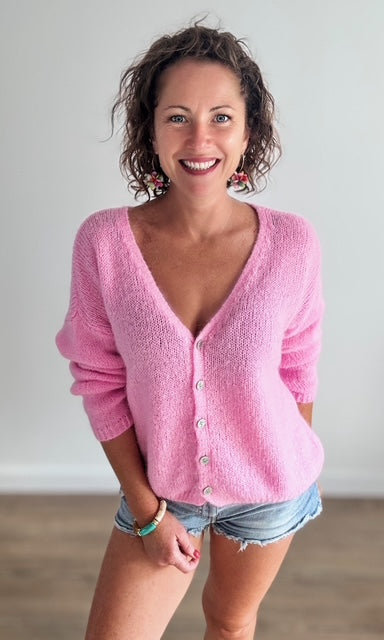 Gilet Rose col V Pulls et Gilets Miss Guapa