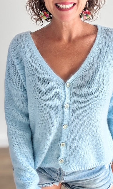 Gilet Bleu Ciel Pulls et Gilets Miss Guapa