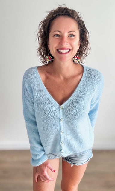 Gilet Bleu Ciel Pulls et Gilets Miss Guapa