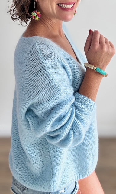 Gilet Bleu Ciel Pulls et Gilets Miss Guapa