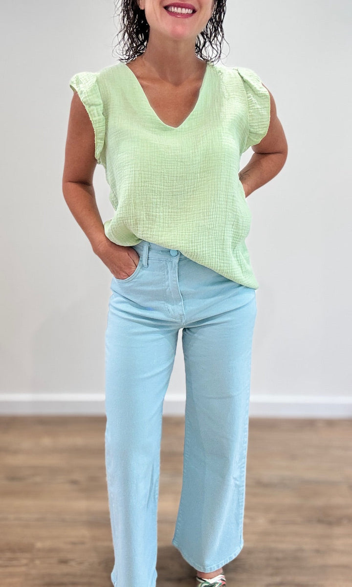 Jean Wide Leg Bleu Ciel Pantalons et Jeans Miss Guapa