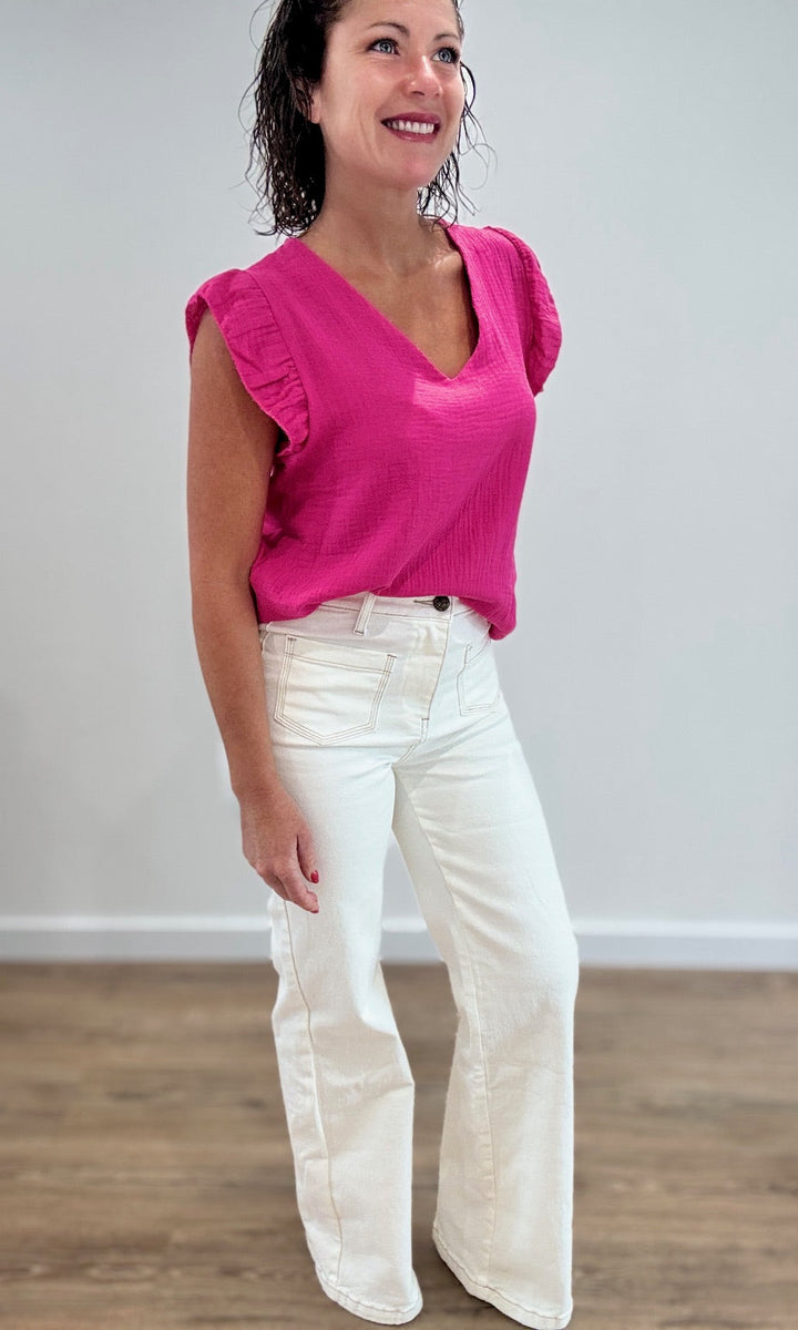 Jean Wide Leg Écru Pantalons et Jeans Miss Guapa