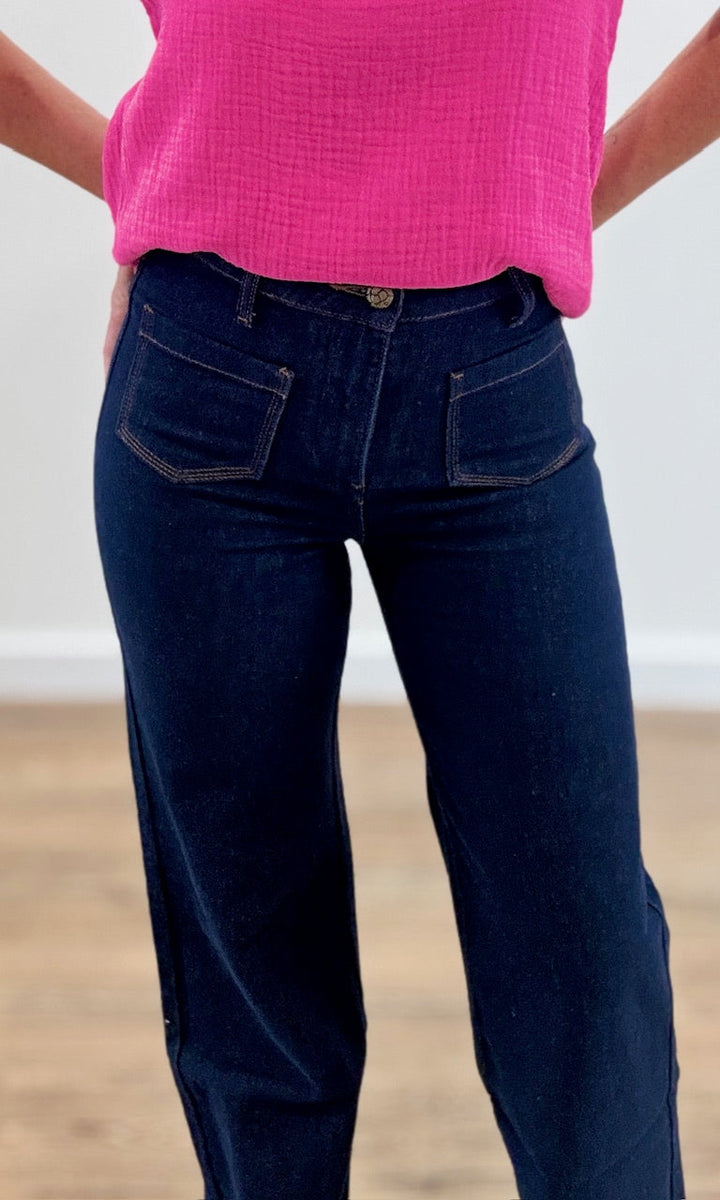 Jean Wide Leg Bleu Jean Marine Pantalons et Jeans Miss Guapa