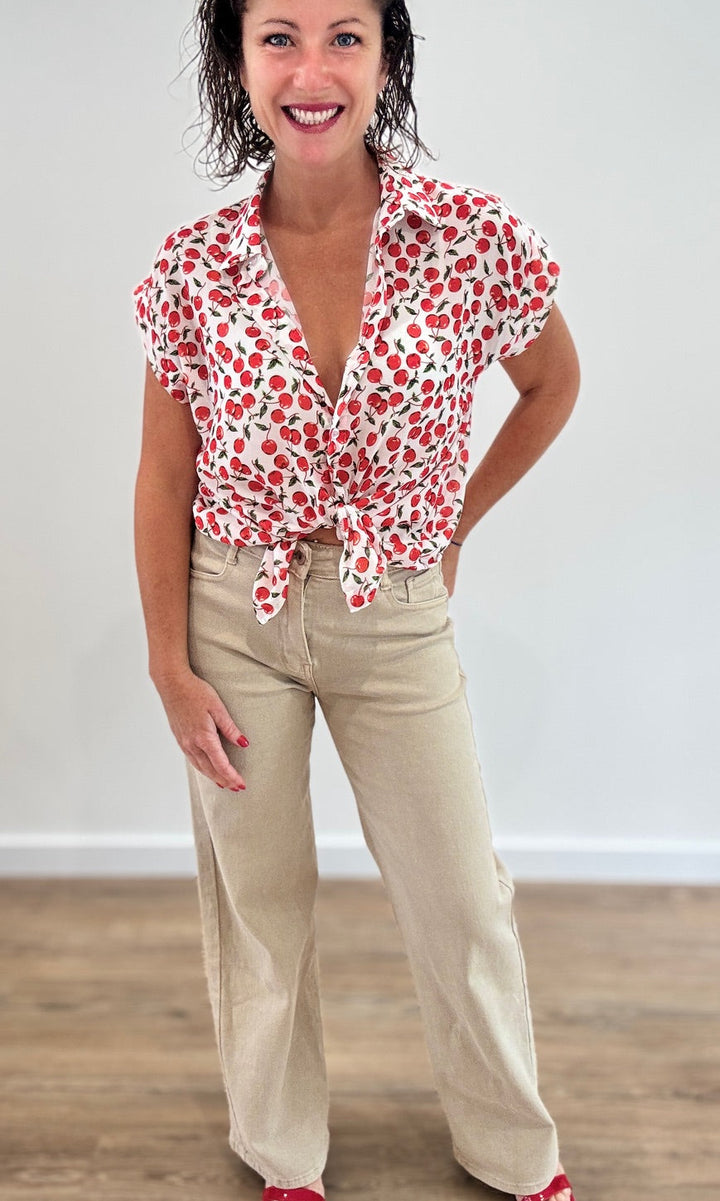 Jean Wide leg Beige Pantalons et Jeans Miss Guapa