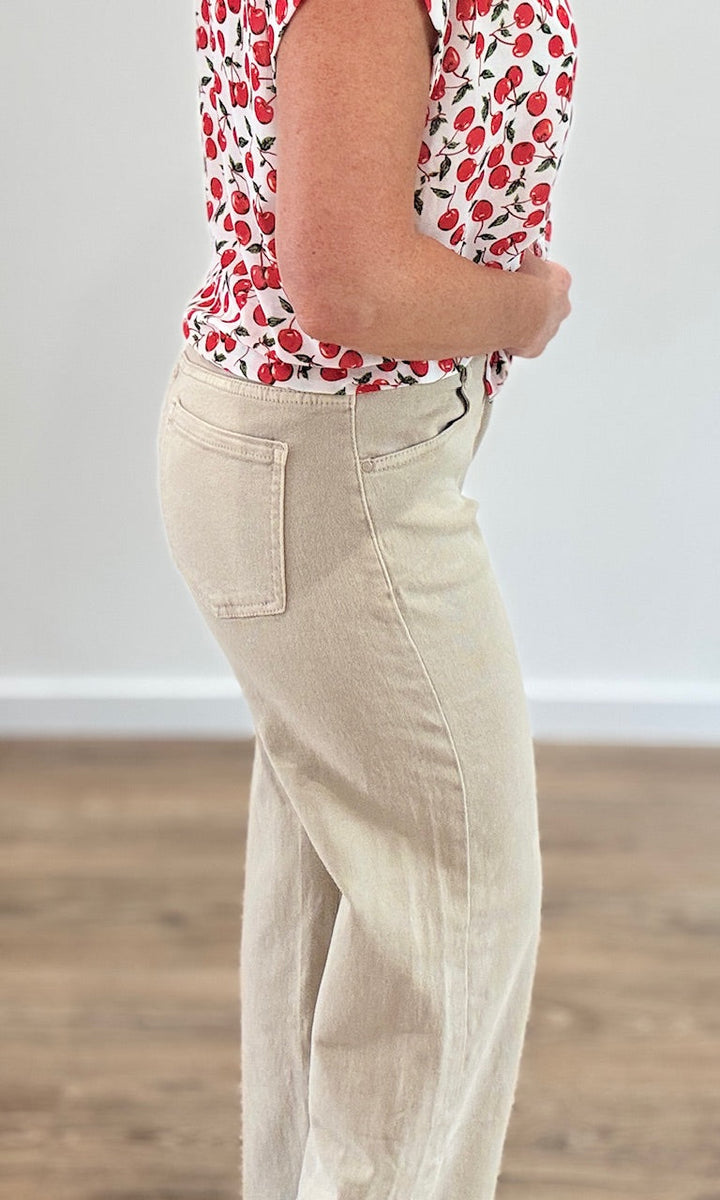 Jean Wide leg Beige Pantalons et Jeans Miss Guapa