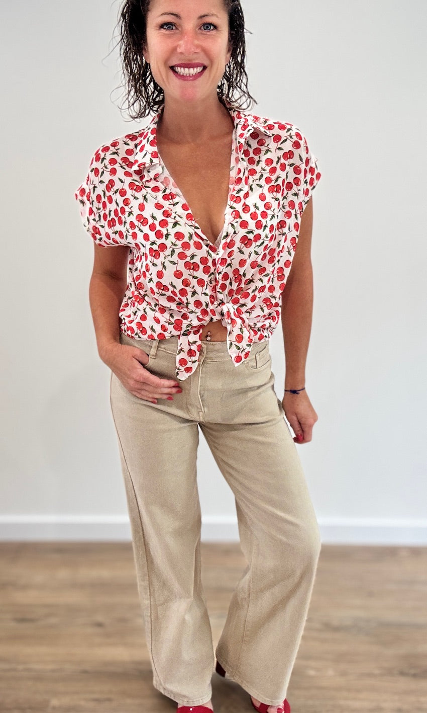 Jean Wide leg Beige Pantalons et Jeans Miss Guapa