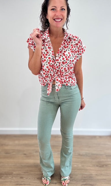 Jean Flare Kaki Pantalons et Jeans Miss Guapa