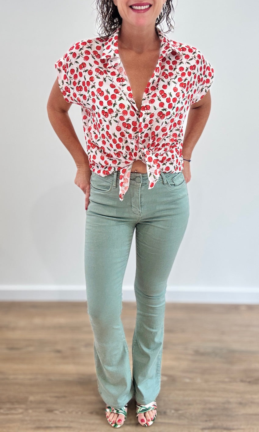 Jean Flare Kaki Pantalons et Jeans Miss Guapa