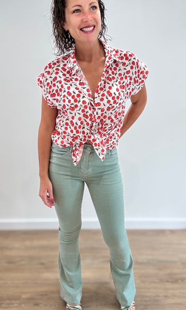 Jean Flare Kaki Pantalons et Jeans Miss Guapa