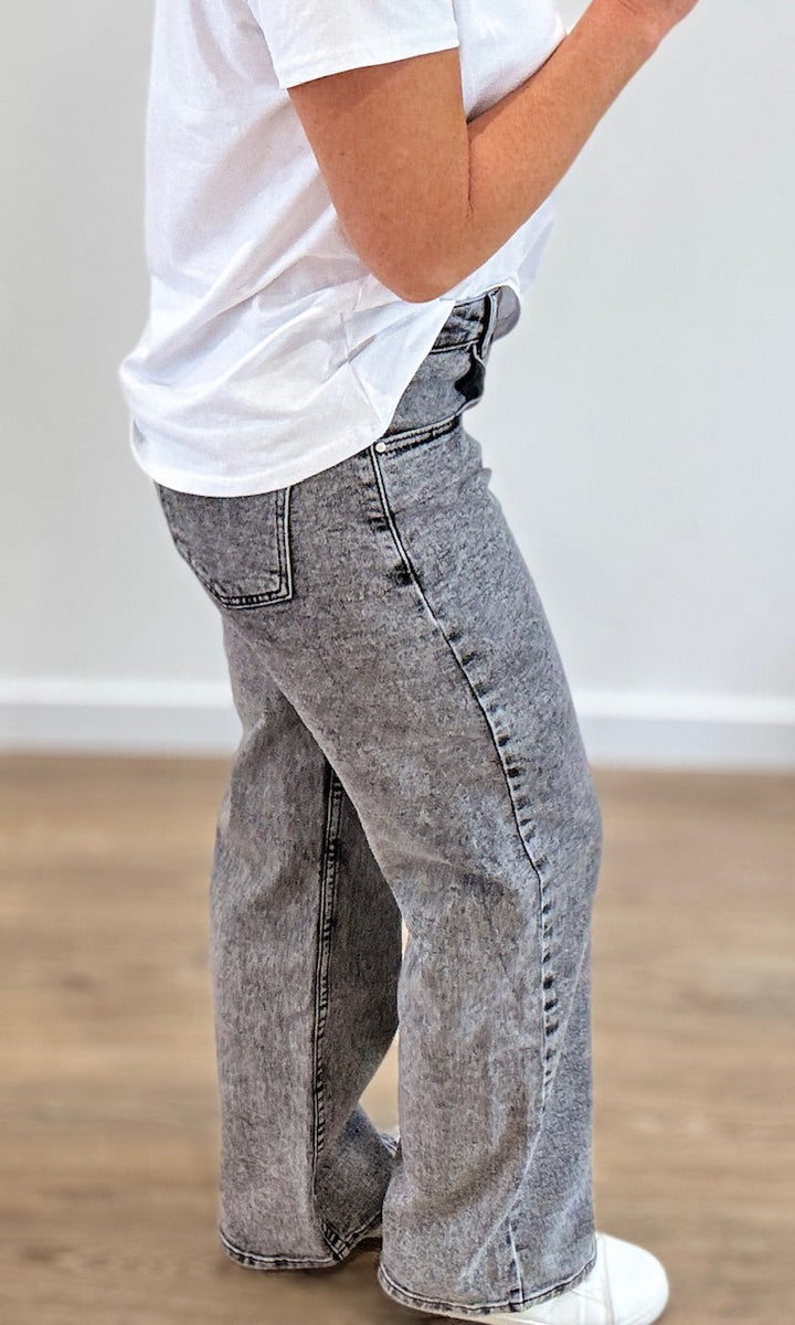 Jean Wide Leg Gris Pantalons et Jeans Miss Guapa