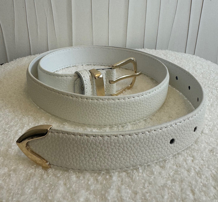 Ceinture en relief de litchi CIMA - Blanc Accessoires Miss Guapa
