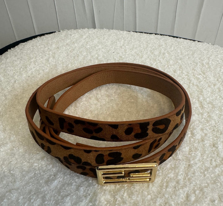 Ceinture Fine Marron Léopard Accessoires Miss Guapa